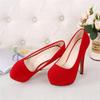 High Heels Women Pumps Fashion Flock Womens Sandals 4cm Platform Wedding 14CM Super Thin Heels Nightclub Womens Shoes