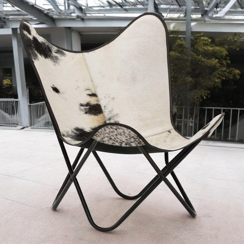 Handcrafted Hairon Leather Chair - Unique Rustic Cowhide Accent Chair for Living Room, Dining, or Office"