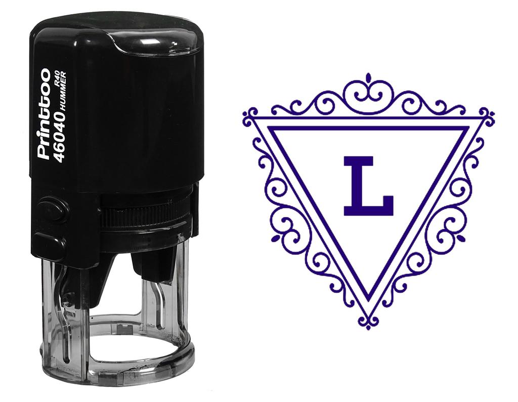 Printtoo Triangle Swirl Border L Alphabet Monogram Initial Office Stationary R-40 Self Inking Rubber