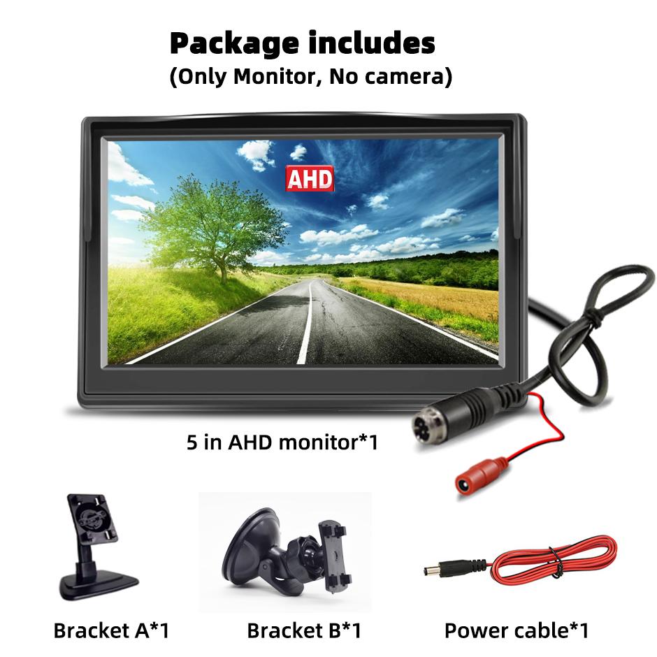 5 In Screen AHD/CVBS IPS Car Monitor LCD HD Display For Vehicle 1080P/720P Backup Reverse Camera CCTV Home Security Surveillance