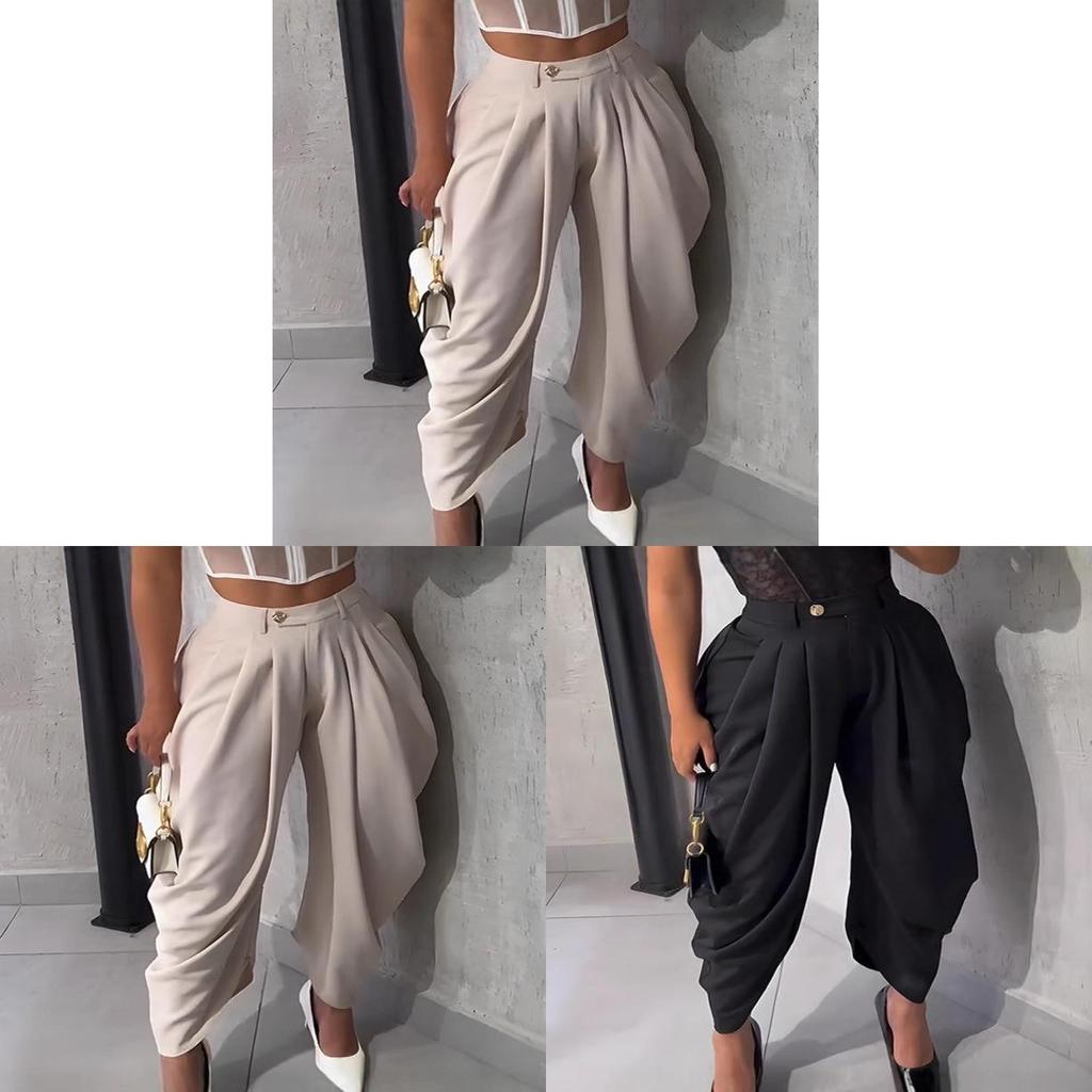 Urban Street Womens Relaxed Wideleg Pants With Polyester Fabric For Casual Wear