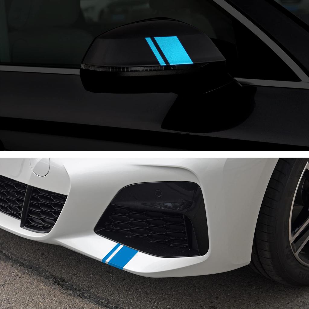 TOMALL 6pcs Wheel Rim Stripe Reflective Sticker Car Vinyl Reflective Safety Decoration Stripe Universal Rim Decal Bumper Fender Accessories (Blue)