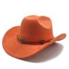 Ethnic Style Suede Western Cowboy Hat Woolen Jazz Top Hat Men And Women'S Ethnic Style Autumn And Winter Felt Hat Big Eaves Hat