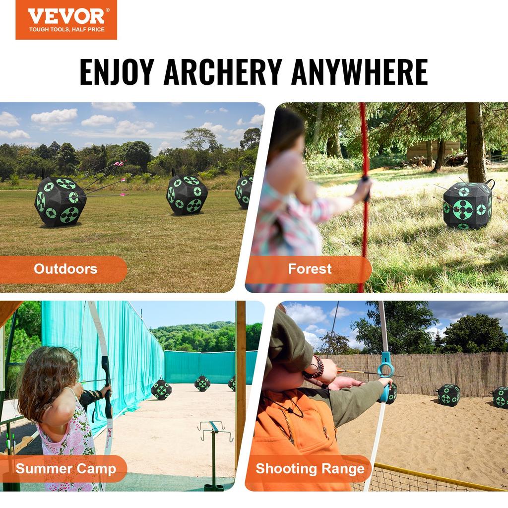 VEVOR Archery Target, 15"x15" All-side Shotting Archery Arrow Target, Outdoor Portable Archery Target with Carry Handle, Easy Arrow Removal