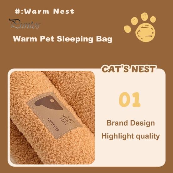 Зимний спальный мешок для кошек, плюшевая теплая кошачья кровать, пещера, обертывание на 360 градусов, согревающий коврик для кошек, спальный мешок для маленьких собак и кошек