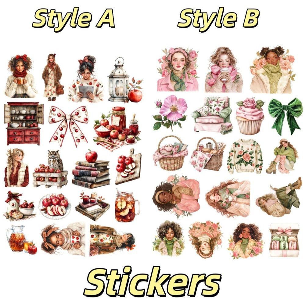 18pcs Retro Hand Watercolor garden style girl stickers Funny Decoration DIY Scrapbooking Journal Phone Diary Album Planner