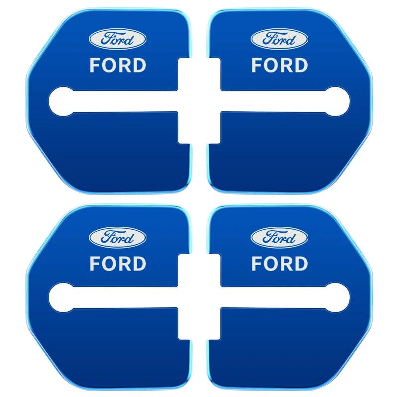 Car Sticker 4pcs Door Lock Decoration Protection Cover Emblem case for Ford Kuga Territory Focus RS Escort Fiesta Mondeo Accesso