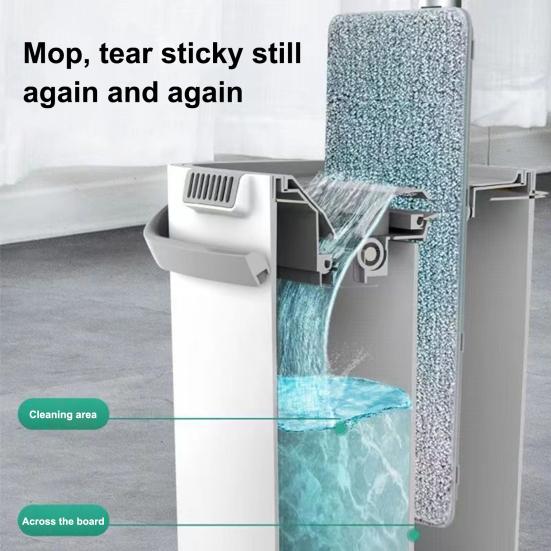 Double-Tank Barrel System Mop Bucket Set Self-Cleaning Mop with 6 Cleaning Cloth 360 Degree Rotating