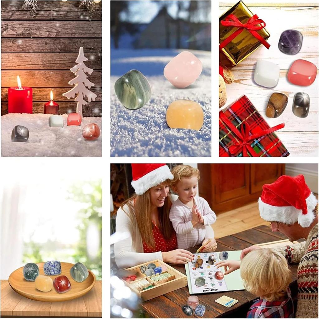 Рождественский календарь адвента с кристаллами и драгоценными камнями, календарь обратного отсчета «24 дня до Рождества 2024», коллекция рождественских календарей, подарок на адвент