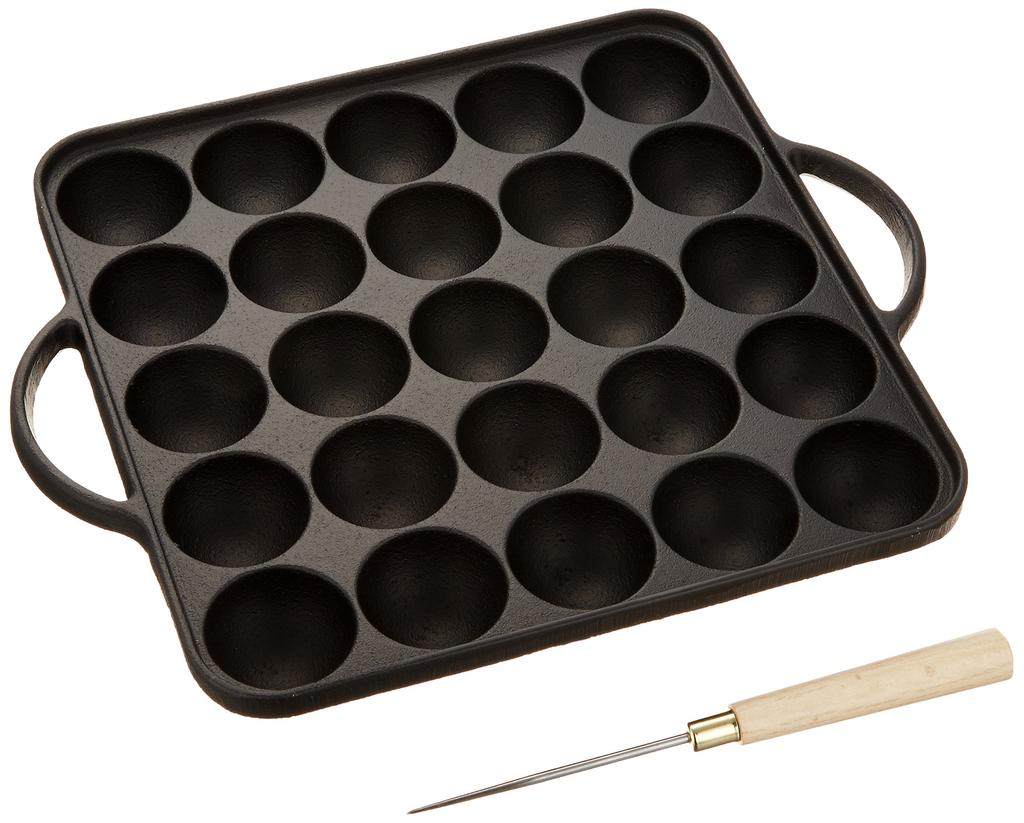 Ikenaga Iron Works Takoyaki Maker 25 Holes Cast Iron Plate with Pin