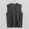 Hengyuanxiang Men's Pure Wool Button-Front Sleeveless Cardigan Vest