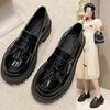 Fashion Women Loafers 2025Spring New Tassel British Style Leather Shoes 35-42 Large-Sized Female Retro Home Office Low Heel Shoes