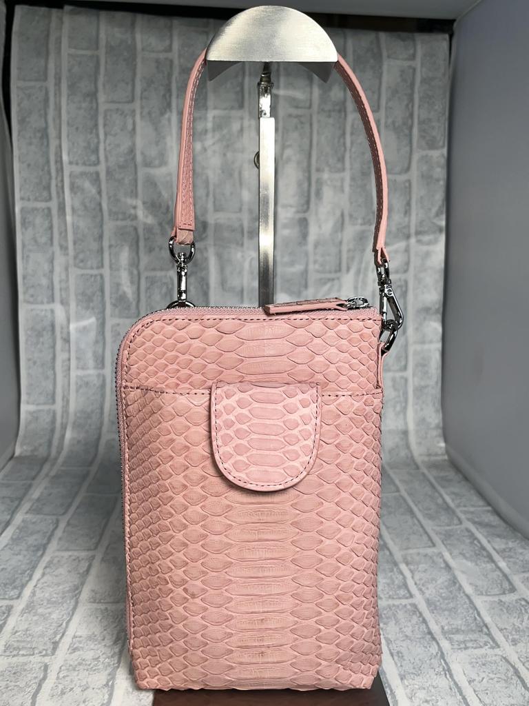 Smartphone Pochette 3WAY Python Genuine Leather Shoulder Bag with Coin Case for Women and Men Black Snakeskin Snakeskin Smartphone Pochette Pochette