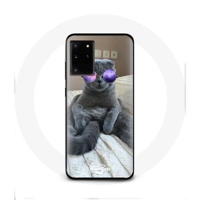 Coque Pour Samsung Galaxy S11 Plus Chat Avec Lunettes De Vue Violettes
