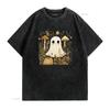 Retro Haunted Ghost T Shirt Vintage Halloween Paranormal vintage Washed Versatile designer clothes Slightly Stretched