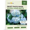 Двусторонний тонкий матовый фотобумага 8,5x11 дюймов 32 фунта для струйных принтеров чернилами на основе красителя 120 г/м² для печати меню, листовок, брошюр 50 листов