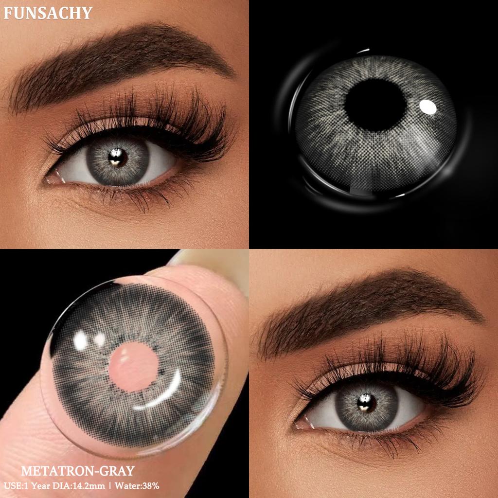 Funsachy 1pair Color Contact Lenses New Color Contact Lenses For Eyes Brown Contacts Lense Eye Yearly Use Beauty Makeup