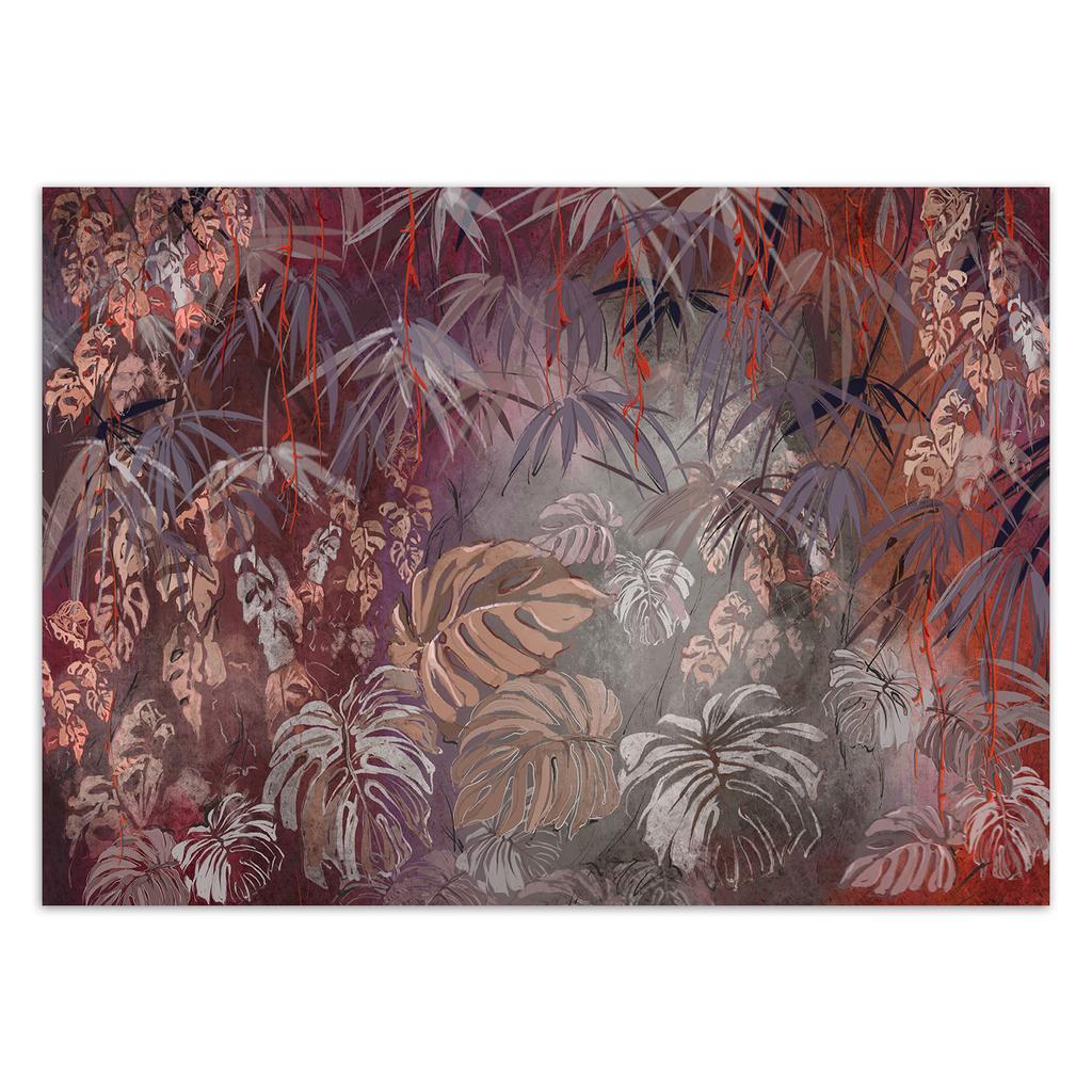 Обои Расписанные тропические листья джунглей