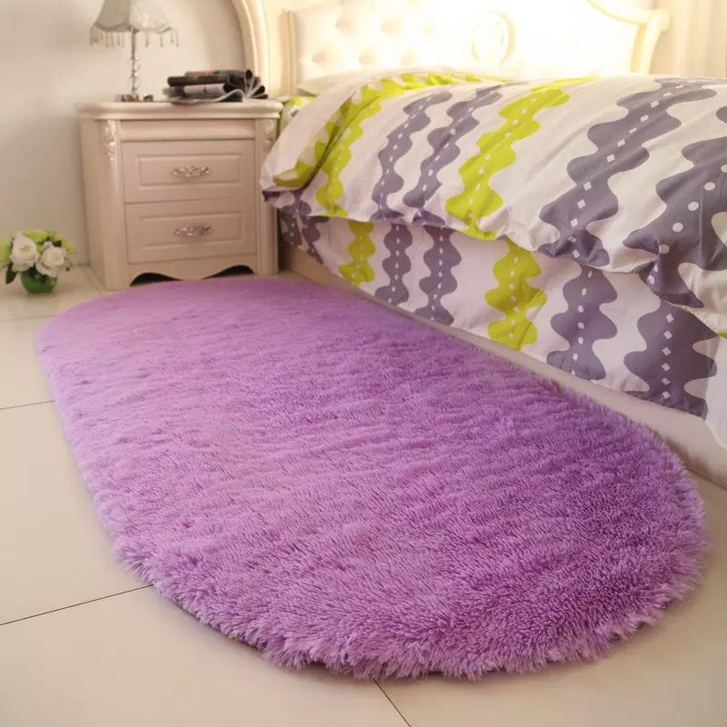 Bedroom Decoration Anti-Slip Home Oval Fluffy Soft Plush Carpet Floor Mat Area Rugs Bedside Shaggy
