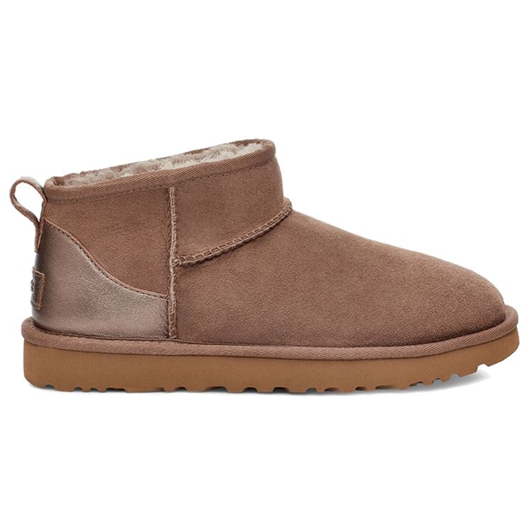 UGG Классические Новые Ультра Мини Металлические Овчина Теплые На Лодыжку Снегоступы Женские ботинки Светло-Коричневый 1119484-CRBO