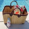 Tote Bag - Natural - Rectangular Flared - Wicker and Leather - 45x31x19 Cm - Woman