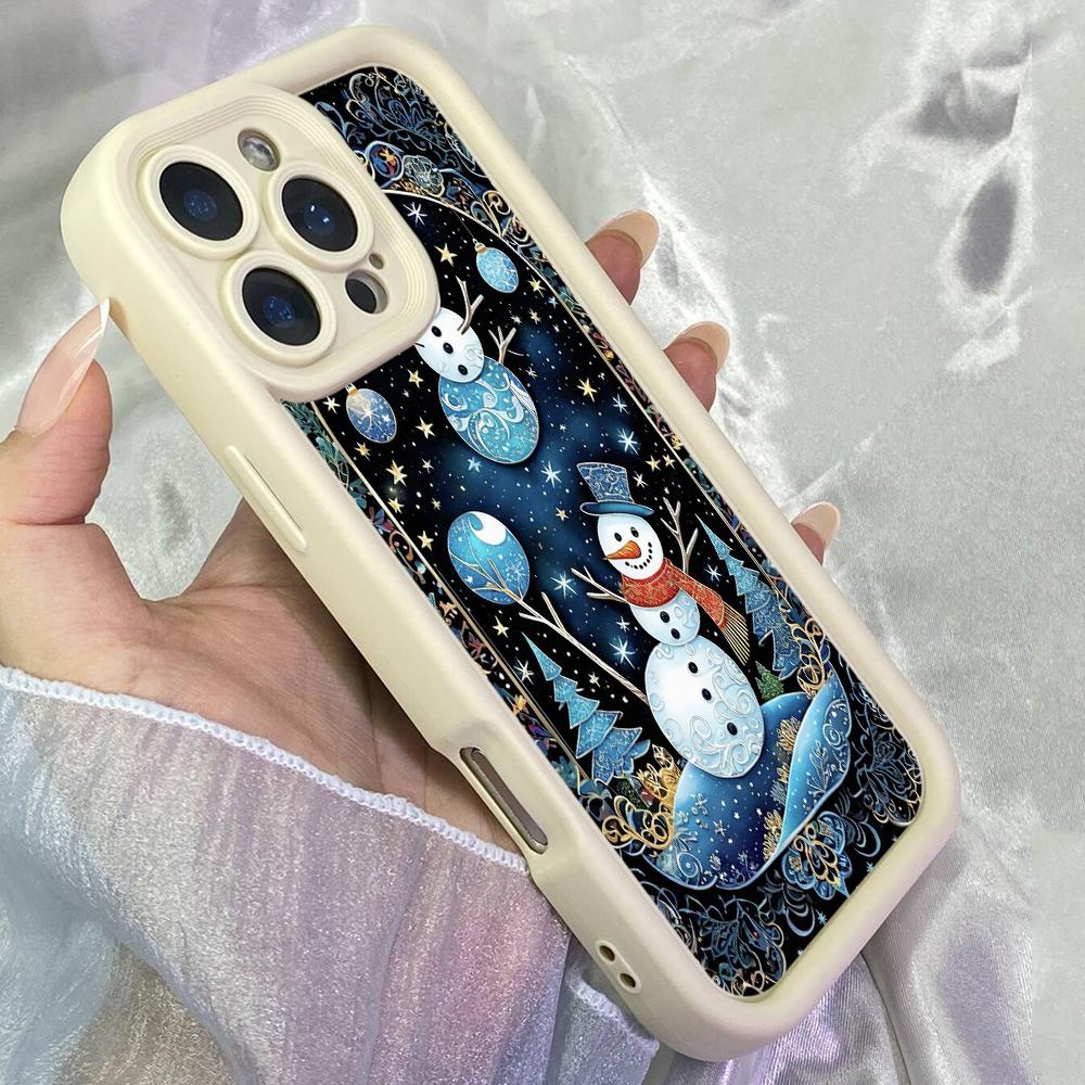 JT513 Звездный Рождественский Снеговик для iPhone 17 16 15 14 Pro Max Samsung S26 S25 Ultra A17 A07 A56 A16 A15 A14 A13 Xiaomi 15T Redmi 15c 14C Мягкий Чехол