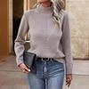 Женская мода повседневная осень-зима однотонный принт длинный рукав высокий ворот свитера