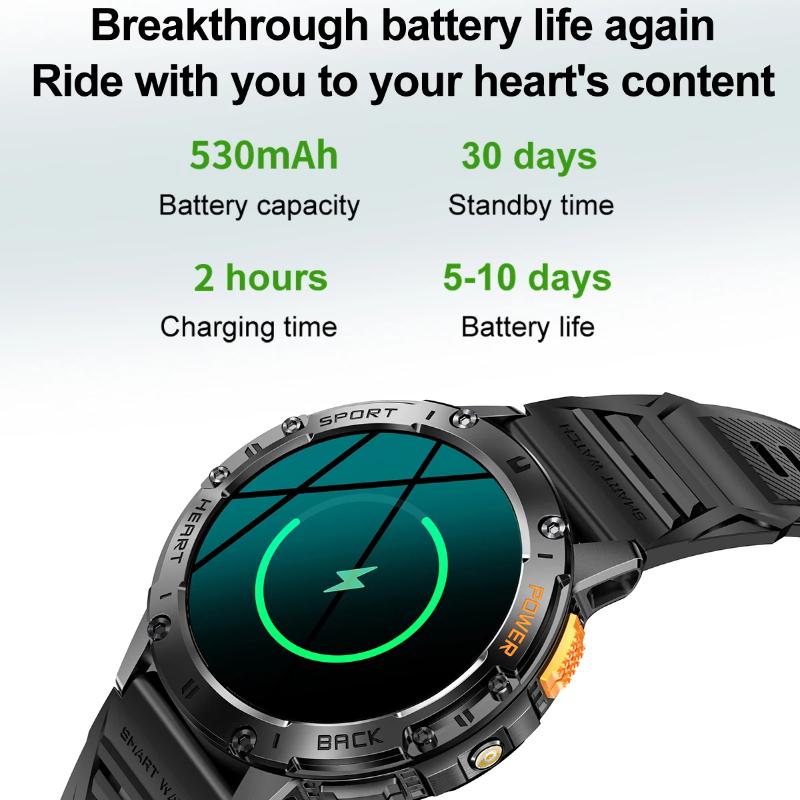 2025 Новинка для Android ios Новые AMOLED умные часы для мужчин с фонариком Спортивные водонепроницаемые фитнес-трекеры Bluetooth Call Smartwatch Man+Box