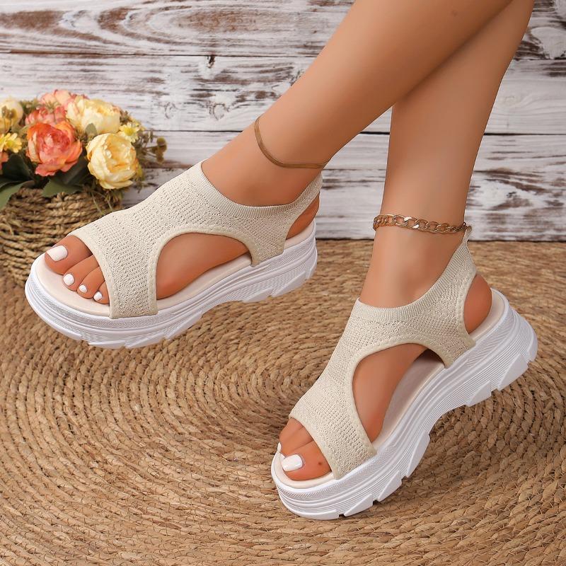 Женская летняя обувь 2025 года, сетчатые босоножки на платформе с рыбками, женские босоножки на танкетке с открытым носком, легкая повседневная женская обувь Zapatillas Mujer