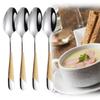 Gold Plated Dinner Spoon Set With Hammered Handle 18-10 Dishwasher Safe Dinning Table Spoon Soup Spoon Cutlery Set