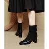 Autumn and Winter New Mid-leg Boots Square Head Thick Heel Thin Boots Brown French Ankle Boots