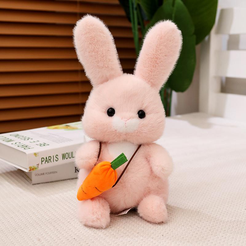 Kawaii Cartoon Long Hair Carrot Rabbit Plush Doll Pillow Black Brown Pink Rabbit Animal Plush Appease Toy Birthday Gift For Girl