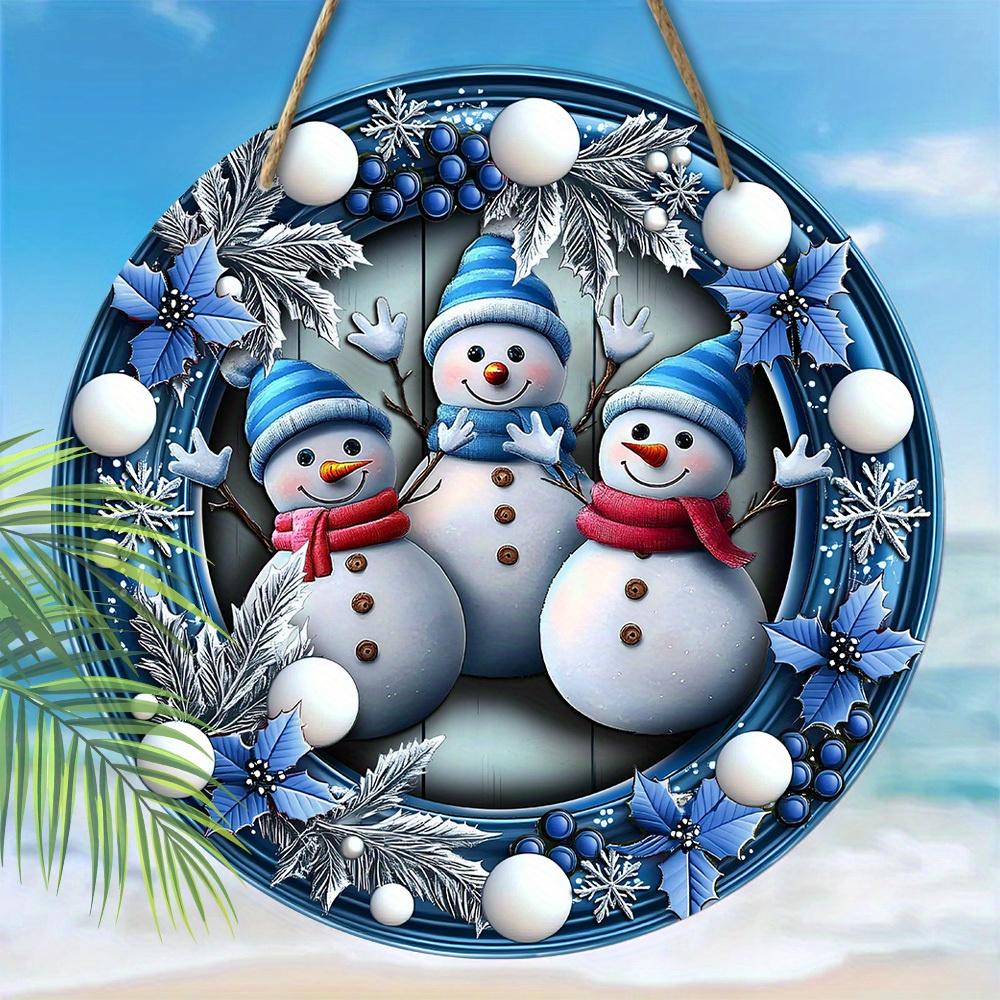 Очаровательная деревянная рождественская табличка «Снеговик», милая круглая табличка «Зимняя сказка» для декора на входную дверь или стену, идеальное рождественское украшение