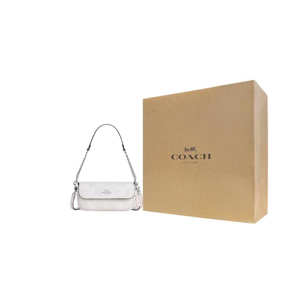 Coach Hailey 20 Logo Flap Closure Coated Canvas Crossbody Shoulder Bag Small Women bags White CAN70-SVXU5
