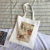 New Fashion Trend Sweet Girly Canvas Shoulder Bag Shopping Bag Eco-friendly Reusable Ladies Kawaii Aesthetic White Tote Bag.