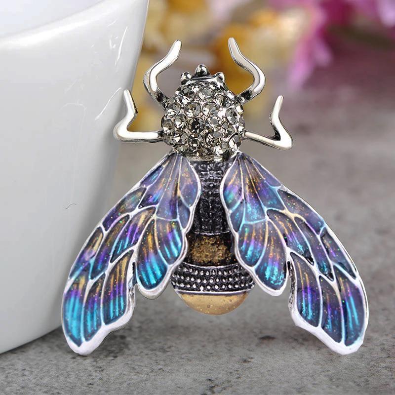 Blucome Cute Enamel Bee Brooches For Women Kid Suit Broach Collar Pins Dress Decoration Crystals Broches Scarf Corsage
