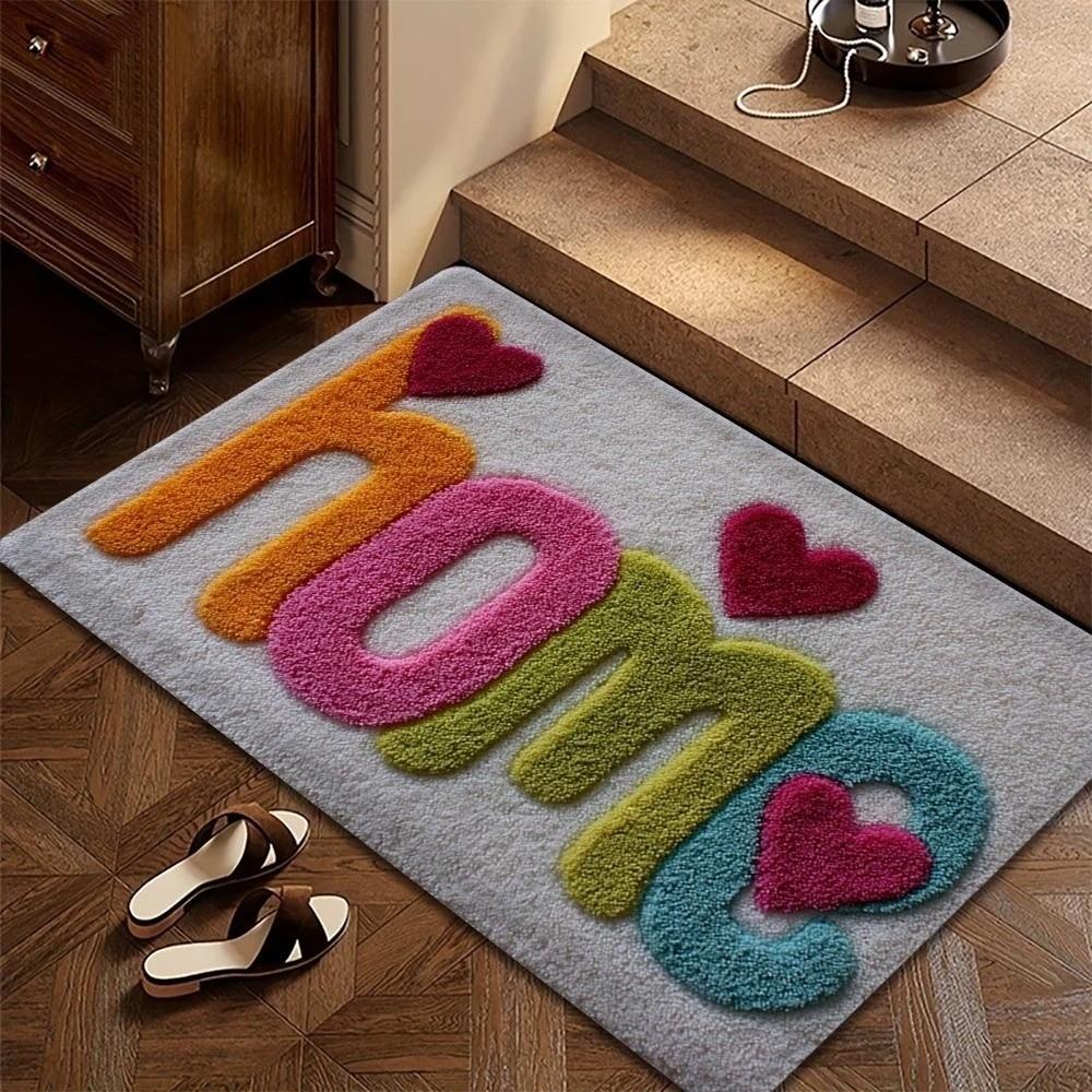 Flower Letter Absorbent Mat Love Heart Door Mat Creative Bathroom Mat  Wet Areas