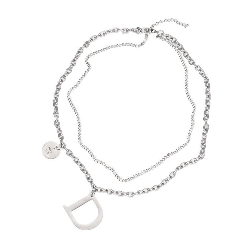 Модное титановое ожерелье с двойным слоем и английской буквой D, хип-хоп наложение, ожерелье до ключицы, сохранение цвета