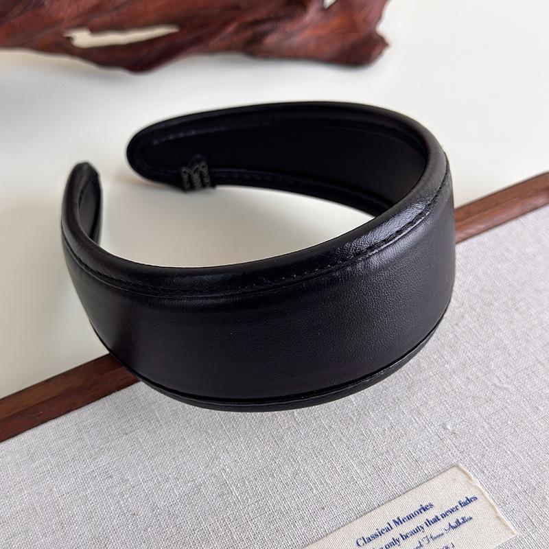 Обруч для волос во французском стиле, ретро кожаные широкие повязки на голову, женская повязка на голову, женский головной убор для умывания и макияжа, аксессуары для волос