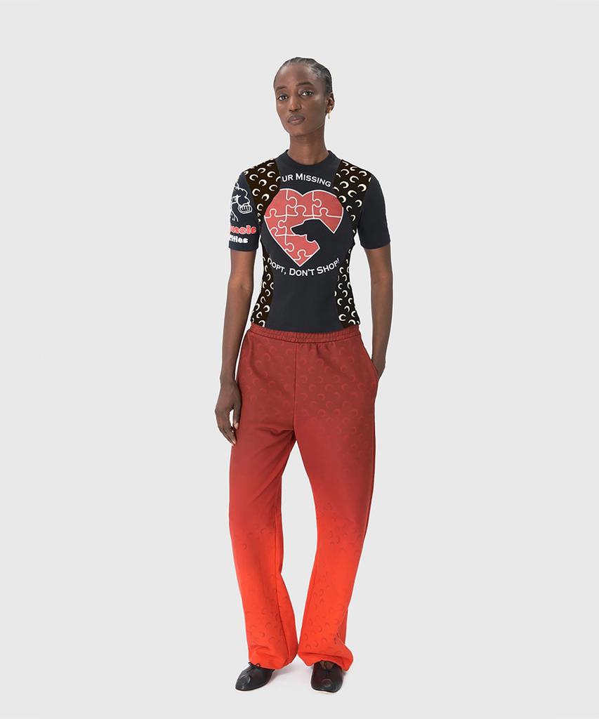 MARINE SERRE (U) Moon Faded Fleece Sweatpants Red Moon Faded Fleece Sweatpants Rd10 Red