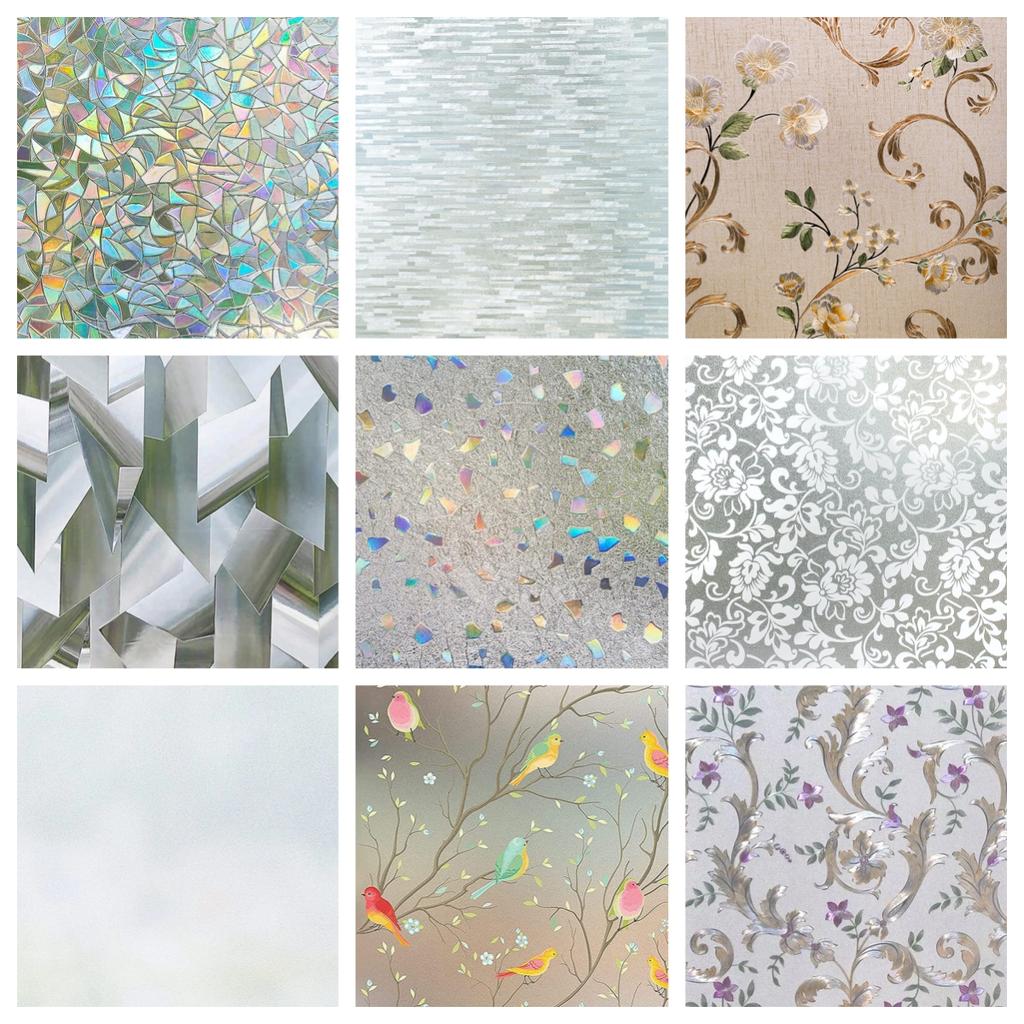 75/90 Cm Rainbow Window Privacy Film, Decorative Stained Glass Window Stickers, Static Cling Holographic No Glue Frosted Anti-UV