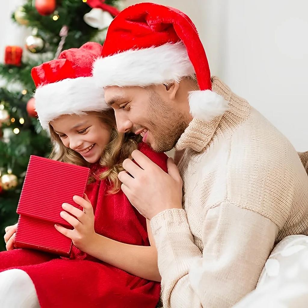 Плюшевая Рождественская шапка Санты - Унисекс Красная шапка для взрослых и детей, Украшения для Рождественской и Новогодней вечеринки, Длинная плюшевая праздничная подарочная шапка