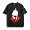 Flaming Skull Anime T-Shirt - Fiery Red and White Design Unisex Tee
