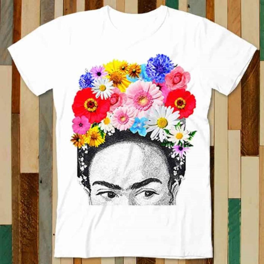 Frida Kahlo Flower Head T Shirt Adult Unisex Men Women Retro Design Tee Vintage Top A4934