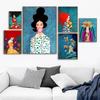 Abstract Girl Hair Flower and Bird Poster Printing Room Decoration Retro Wall Art Canvas