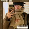 Korean Style Embroidered Wool Knit Scarf - 2025 Winter Neck Warmer for Students