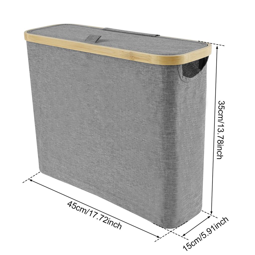 Корзина для туалетной бумаги для ванной комнаты Складной ящик для хранения с бамбуковой крышкой Большая вместимость Водонепроницаемая корзина-органайзер для салфеток Диспенсер