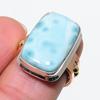 Натуральный Ларимар Драгоценный Камень 925 Проба Стерлинговое Серебро Двухцветное Подарочное Кольцо Р.6 r9M39
