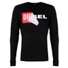 Футболка с длинным рукавом DIESEL с длинным рукавом и принтом логотипа бренда Ron T 00S2GR R091B 900 S с круглым вырезом для мужчин и женщин, 100% хлопок (черный)