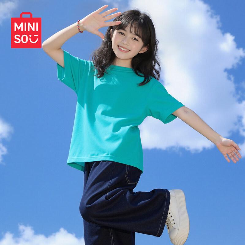MINISO Girls' Summer 2026 Pure Cotton Short Sleeve T-Shirt